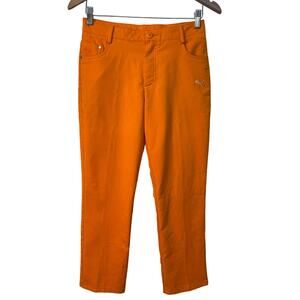 Puma Golf Pants Orange Boys Size Large 12 Textured Cotton 5-Pocket 568476